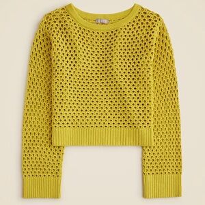 J.Crew Pointelle Boatneck Sweater XXL Green Yellow 100% Cotton NWT